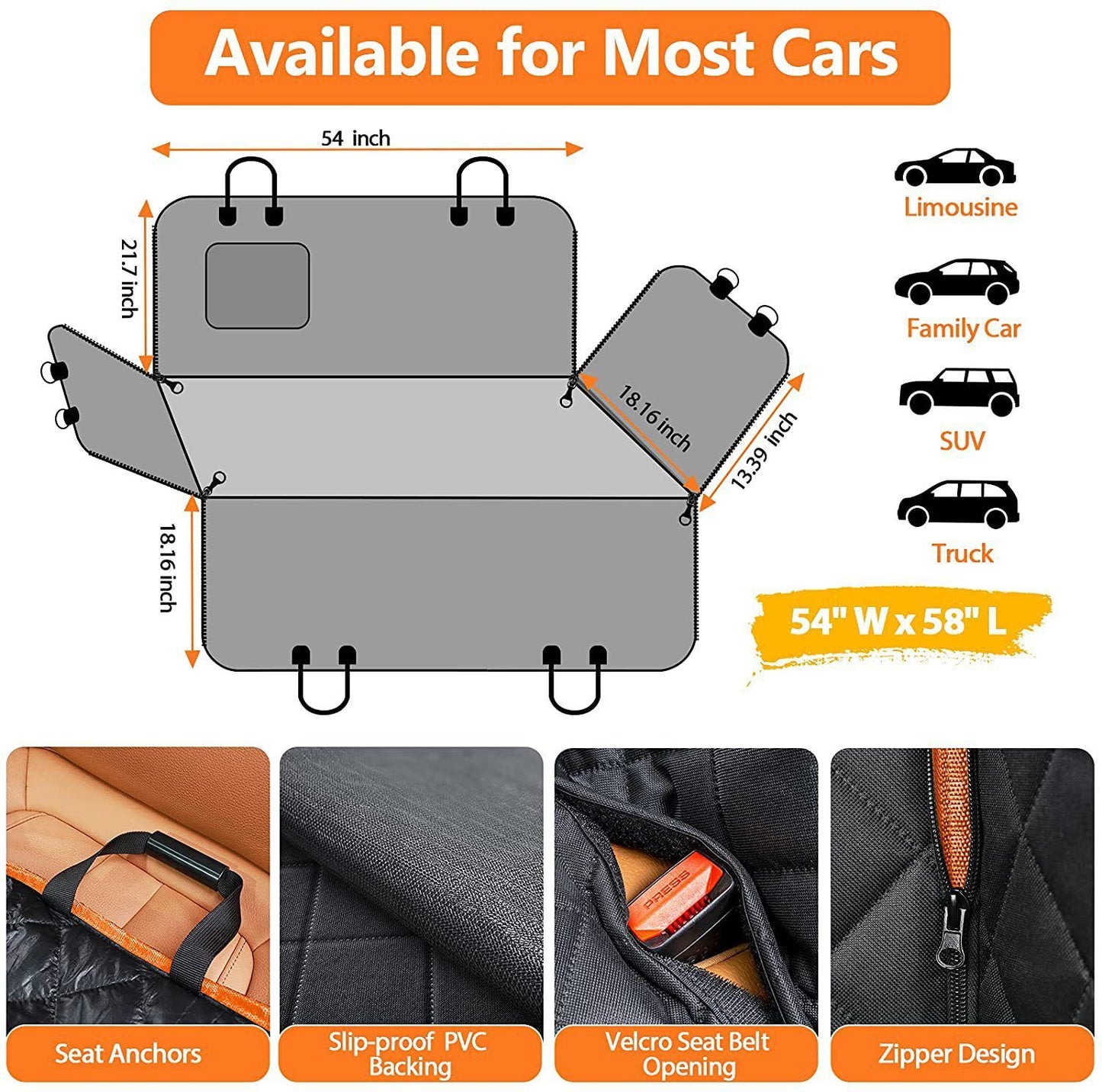 Winter Pet Mat for Car Back Seat Breathable Dog Seat Cover with Strong Hard Bottom Fits All Cars