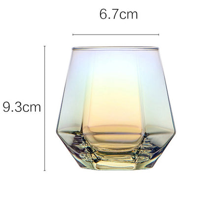 Taças de Vinho Multicores 320ml Taça de Vidro em Formato de Diamante Hexagonal Taça de Uísque para Festa Taça de Vinho Personalizada Taça de Hóquei no Gelo