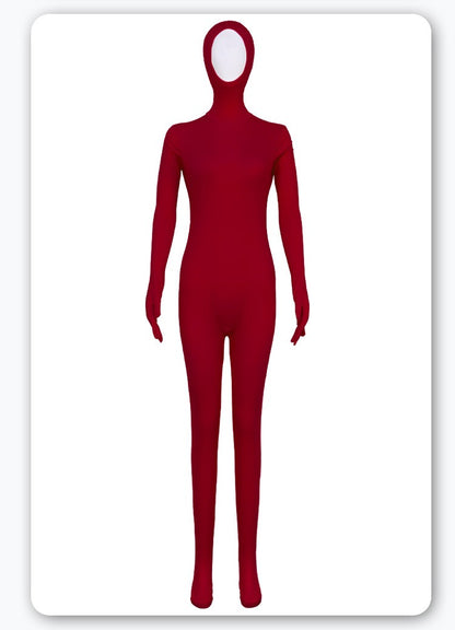 Open Split Orange Full Wrap Bodysuit Spandex Stretch Jumpsuit Adult Variety Show Halloween Cos and Body-fit Role Play Apparel