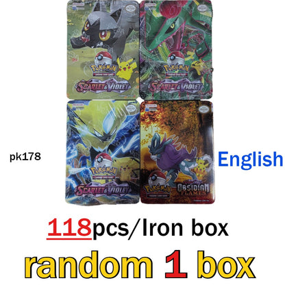 Hot 41/42/48/68/118/210 Caixa de Ferro Pok é mon Pikachu Trading Game Card PTCG Mewtwo Sylveen Série de Brinquedos Anime Battle Card