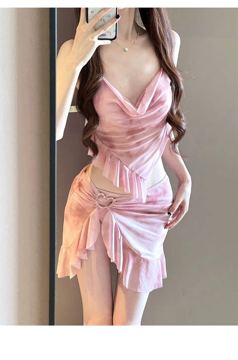 Summer Elegant 3-Piece Bikini Set Women Advanced Feeling Swimsuit Cover-Up Skirt Thailand Beach Vacation Sexy Bathing Suit