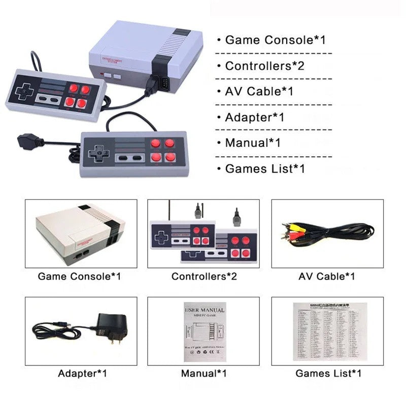Handheld Family Recreation Video Console AV Output Retro Built-in 620 Classic Games Dual Gamepad Gaming Player Toys Holiday Gif