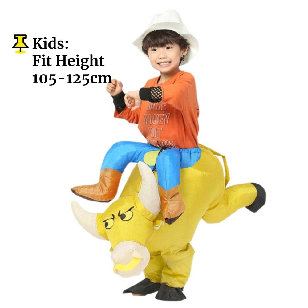 Inflatable Riding Bull Cowboy Costume Adult Funny Blow Up Rodeo Bull Outfit For Halloween Carnival Cosplay Party Dress Up