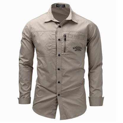 Cargo Shirts For Men Military Style Casual Long Sleeve Tactical Shirts Men's Spring Pocket Button Male Shirts Letter Embroidery