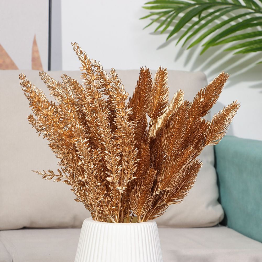 Simulation Flower Christmas Ornament Home Decorations Christmas Artificial Flower Simulation Leaf Artificial Plant Gold Silver