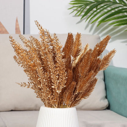 Simulation Flower Christmas Ornament Home Decorations Christmas Artificial Flower Simulation Leaf Artificial Plant Gold Silver
