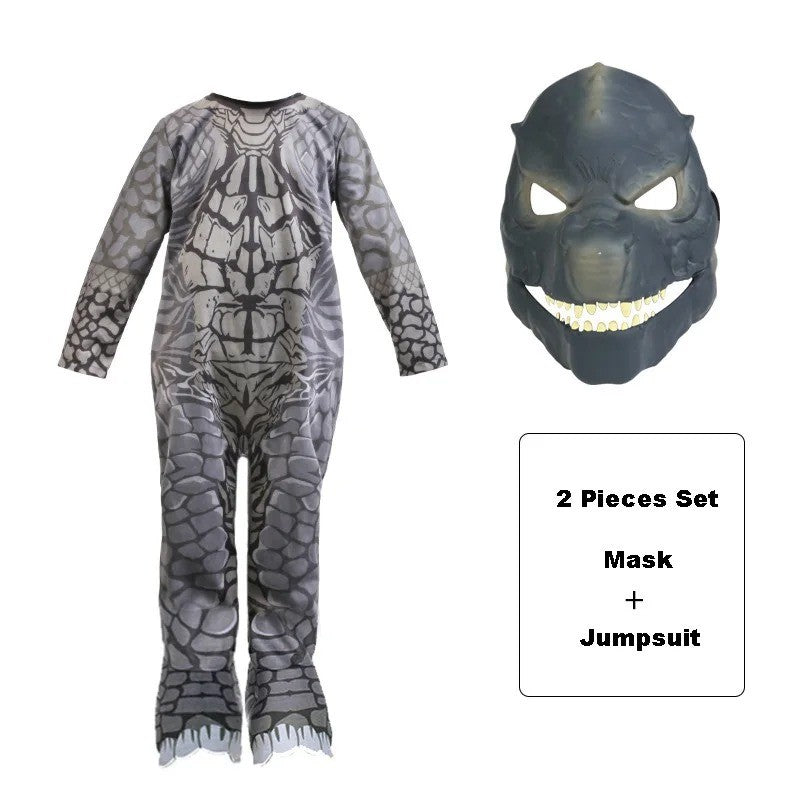 Monster Cosplay Animal Costume Dinosaur Halloween Bodysuit  Kid Boys Girl Funny Jumpsuit Carnival For Toddler Child Catsuit+Mask