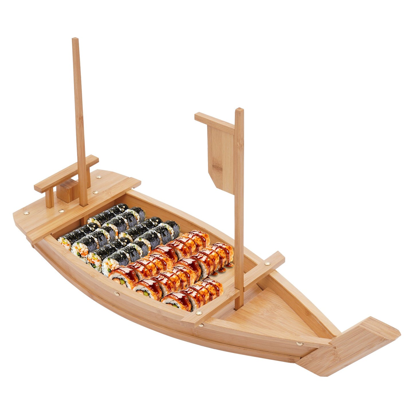 Sushi Boat Serving Tray 28in Large Size Bamboo Boat-Shaped Sushi Serving Tray for Party Buffet Dinner