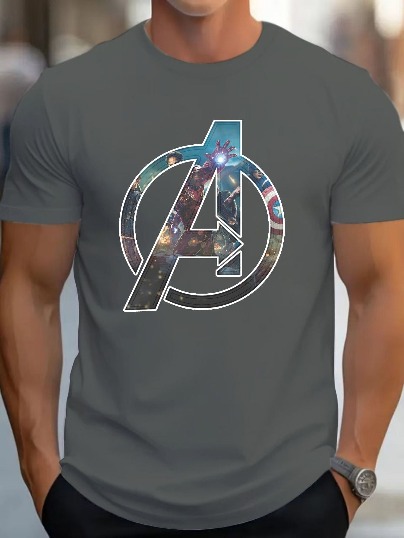 Marvel Tshirt Disney Graphic - Soft Cotton Blend Round Neck Short Sleeve Printed Letter Pattern Casual Summer Top for Men