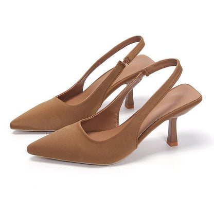 2024 Novas Sandálias Femininas Sexy de Salto Alto com Bico Fino Luxuosas, Scarpins Rasos da Moda, Sapatos Femininos de Festa e Casamento com Salto Agulha