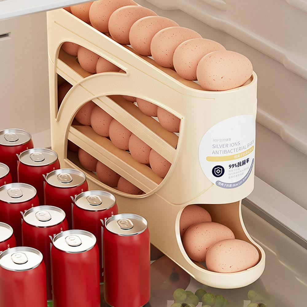 Auto Rolling Egg Dispenser 4 Tiers Auto Rolling Egg Storage Dispenser Rack Reusable Organizer Kitchen Egg Container for