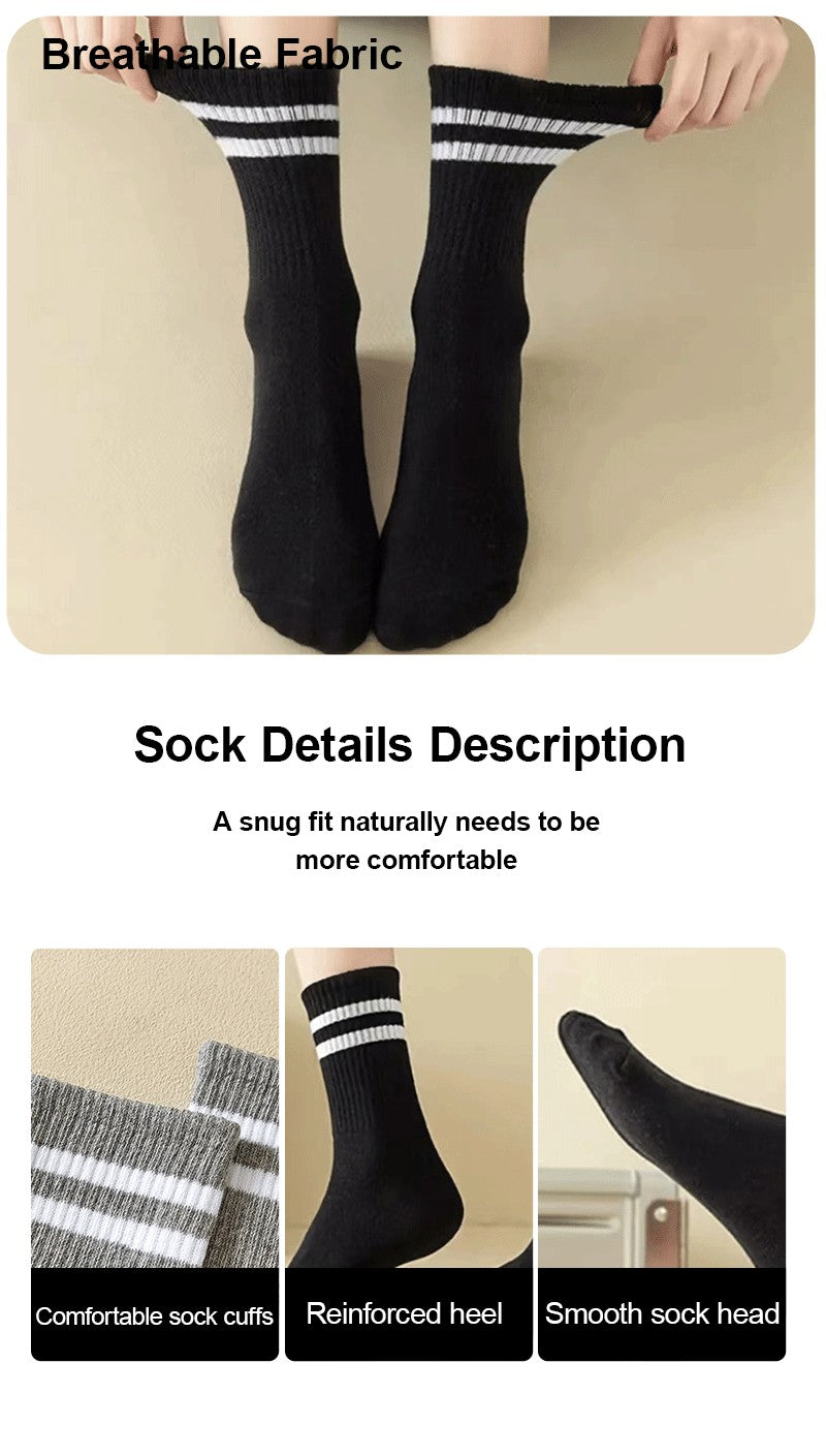 6 Pairs Women's Mid Socks Solid Color Breathable Comfortable In Autumn Winter Sweat Absorbing High-Quality Casual Socks Sports