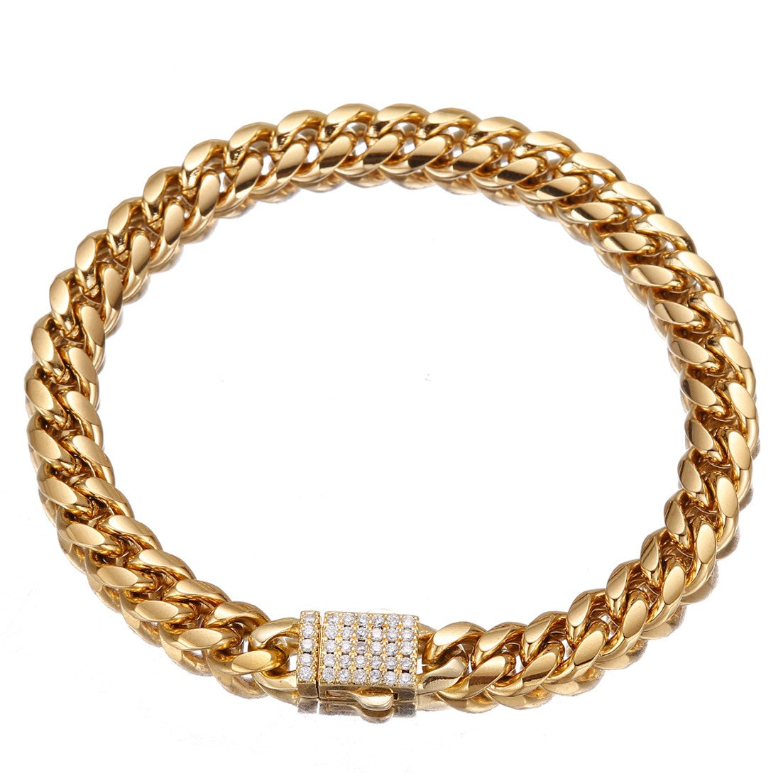 Joias Hip Hop 6mm-14mm Qualquer Comprimento 316L Aço Inoxidável Fivela de Cristal Fashion Pulseira Elos Miami Feminina Masculina