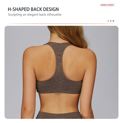 Hearuisavy Sports Set Women Gym H-Back Brushed-Feel Yoga Bra Running Breathable Quick Dry Tight Fitness Top High Waisted Pants