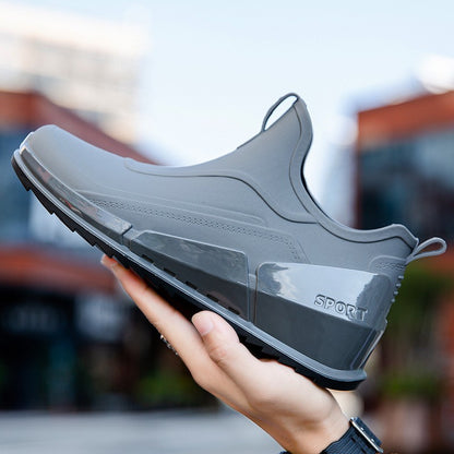 Ankle Rain Boots Men's Motorcycle Waterproof Shoes Outdoor Rain Boots Fishing Non-slip Rubber Shoes Thick Soled Water Shoes