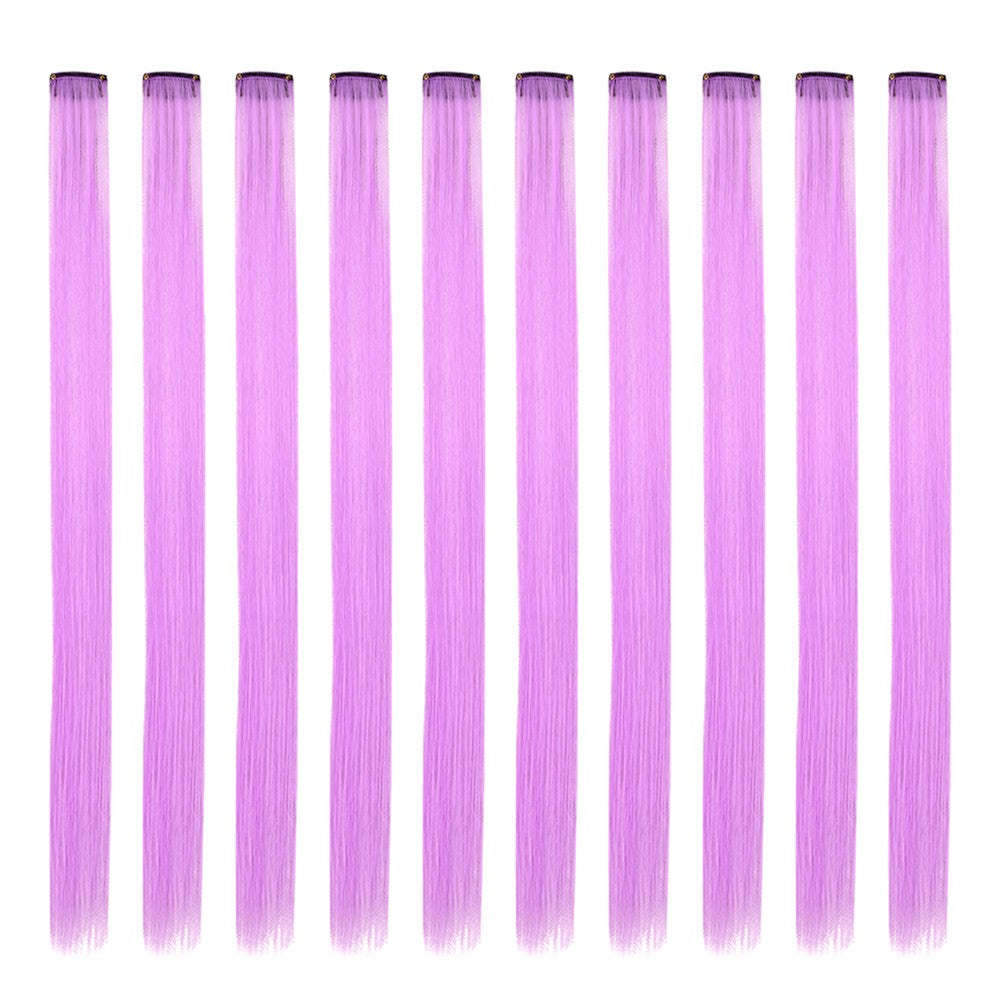 Mechas Coloridas Cabelo Sintético 10 Peças Extensões de Cabelo Liso 55 cm Com Presilha Aplique para Mulheres Festa Cosplay Presentes