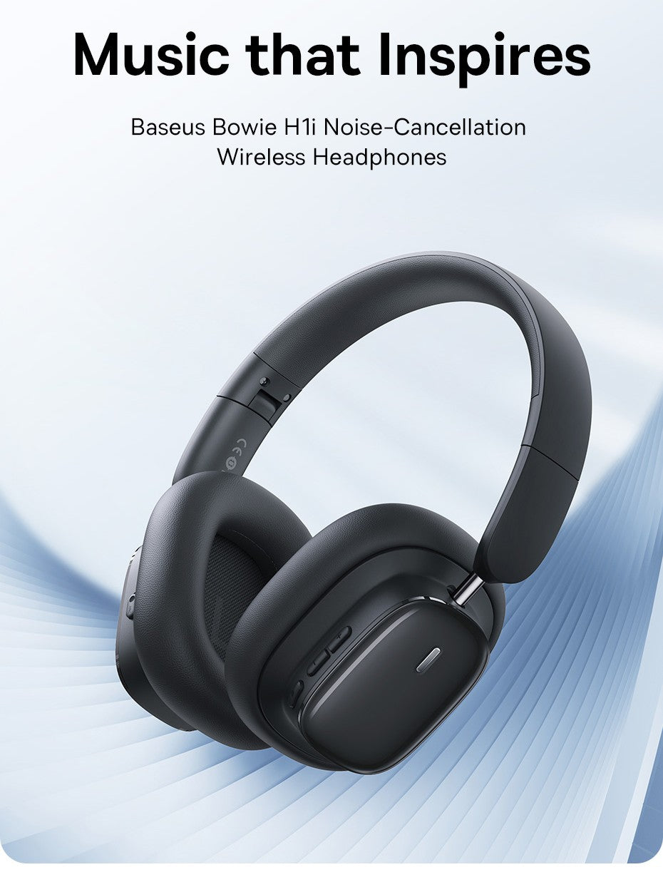 Baseus Bowie H1i Wireless Headphones Bluetooth 5.3 Active Noise Cancellation Headsets Overhead Hi-res Spatial Audio Headphone