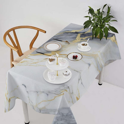 White Grey Gold Marble Texture Rectangle Tablecloth Holiday Party Decor Modern Abstract Geometric Texture Table Cloth Home Decor