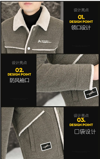 2023 Winter Men's Woolen Jacket Plus Velvet Padded Warm Trench Coat Fashion Casual Business Streetwear Overcoat Men Clothing