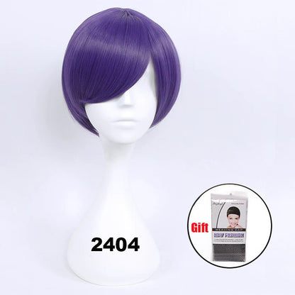 Peruca curta sintética Snoya 30cm roxo azul vermelho amarelo fibra de alta temperatura Peruca para festa a fantasia Cosplay 23 cores