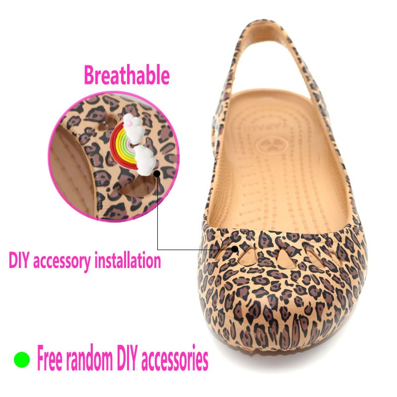 Ladies Leopard Platinar Sandals Beach Shoes EVA Soft Bottom Garden Shoes