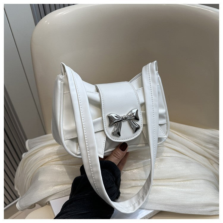 Trendy Bow Shoulder Bag Handbag Casual Underarm Bag Daily Commuting Bags PU Leather Lady Banquet Bag Business Women's Bags
