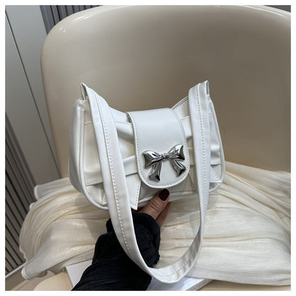 Trendy Bow Shoulder Bag Handbag Casual Underarm Bag Daily Commuting Bags PU Leather Lady Banquet Bag Business Women's Bags