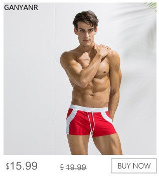 GANYANR Brand Swimming Trunks Swimwear Men Sunga Swimsuit Bikini Gay Sexy Swim Shorts Plaid Briefs Low Waist Bulge Pouch 2017