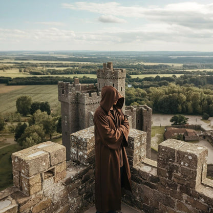 Wizard Cloak with Hood Medieval Sorcerer Robe, Fantasy Cosplay Cape