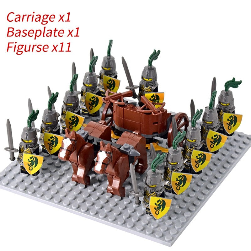 Castelo Medieval Cavaleiros Guerreiros Espartanos Cruzados Legião Romana Infantaria Cavalo de Guerra Carruagem Blocos de Montar Brinquedo de Figuras
