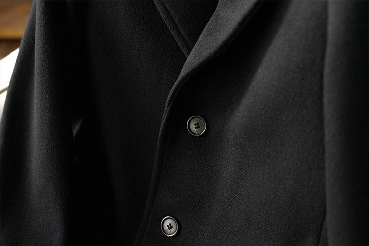 Mauroicardi Autumn Winter Long Warm Black Trench Coat Men Single Breasted Luxury Wool Blends Overcoat 2022 High Quality Clothing