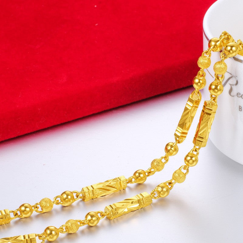 Men's Electroplated 18K Gold Necklace Hexagonal Buddha Bamboo Chain Exquisite Jewelry Clavicle Necklace Birthday Gift