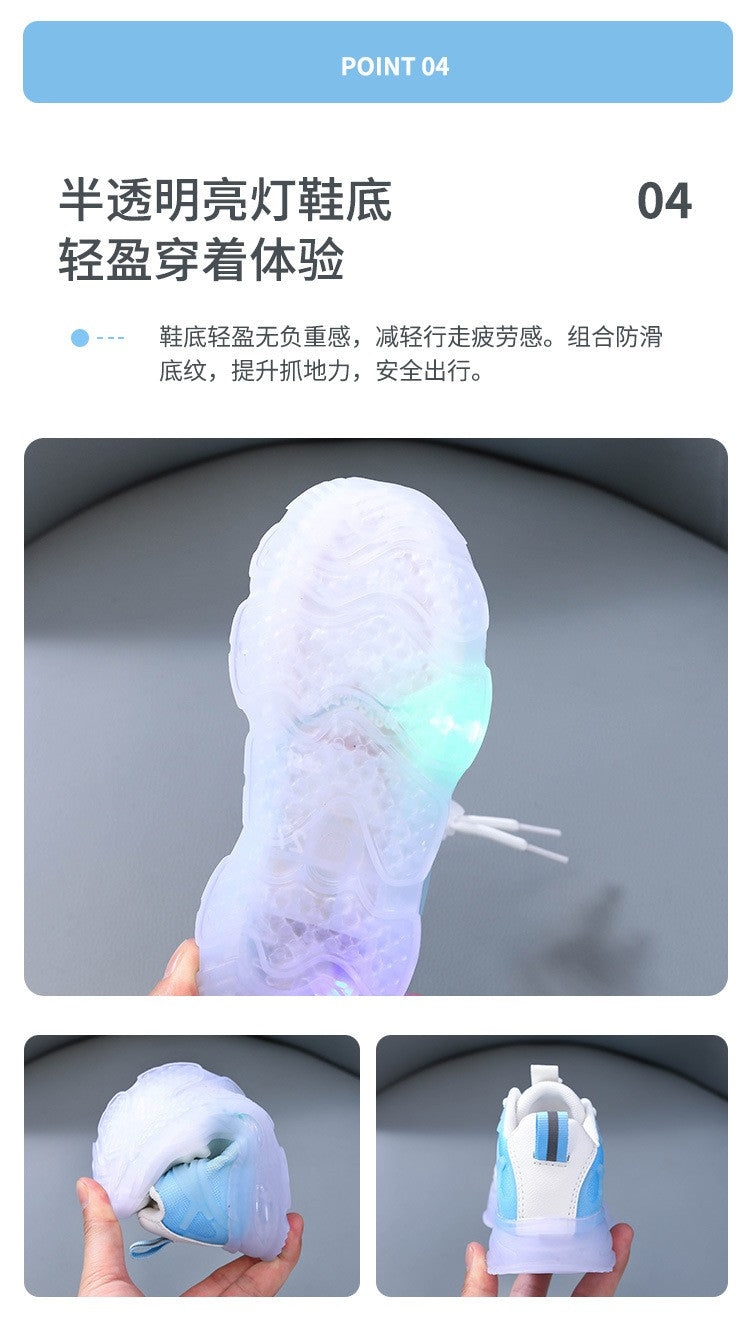 Summer Kid Sneakers New Fashion Light Up Boy Shoe Breathable Versatile Anti Slip Simple Sports Shoes Daily Classic Girl Shoes