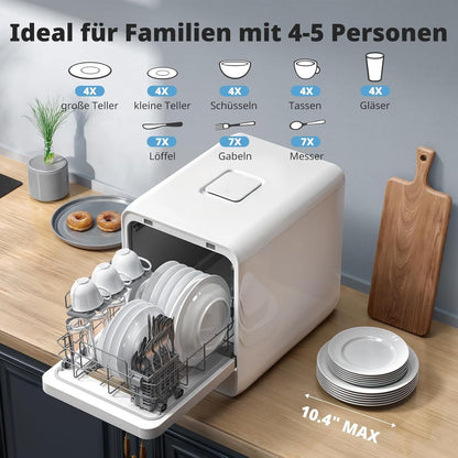 Smart Countertop Dishwasher, Touch Screen Compact Dishwasher, Quick Wash Portable Electric Dishwasher for Home Kitchen