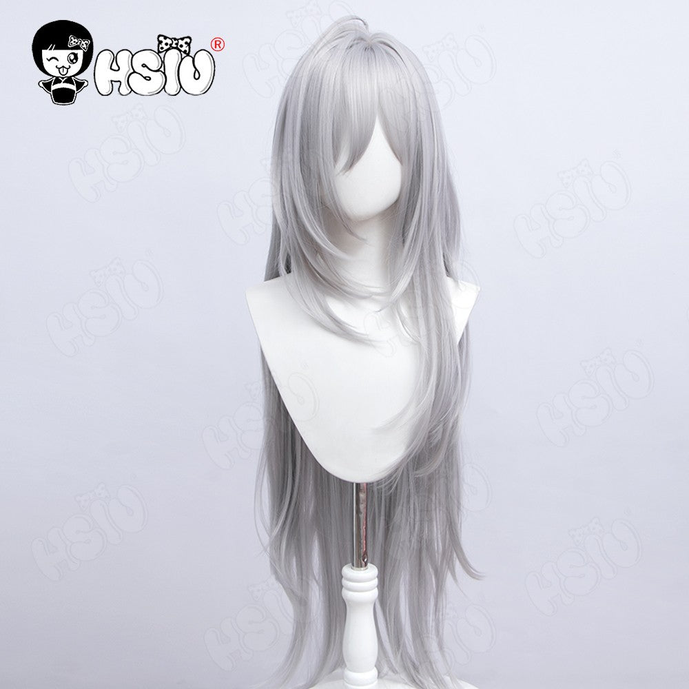 Sunaokami Shiroko Cosplay Peruca Fibra sintética de vestuário Peruca de cosplay de Blue Archive?HSIU ?Peruca longa prata acinzentada+Touca de peruca