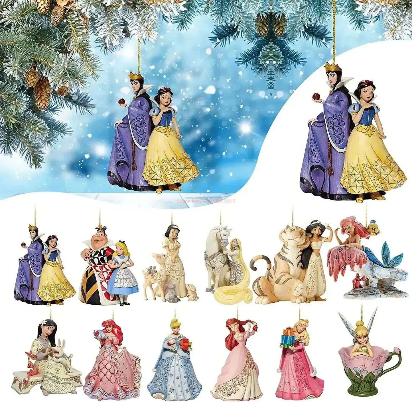 Disney Action Anime Figura Bonecas Princesa Enfeites de Natal Árvore de Natal Decoração de Pendurar Presente Artesanato de Natal