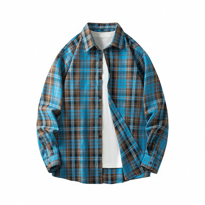 Men Shirt Plaid Flannel Long Sleeve Oversized Loose Cotton Casual Male Youth Comfortable Soft Fall Streetwear Formal Dress Shirt