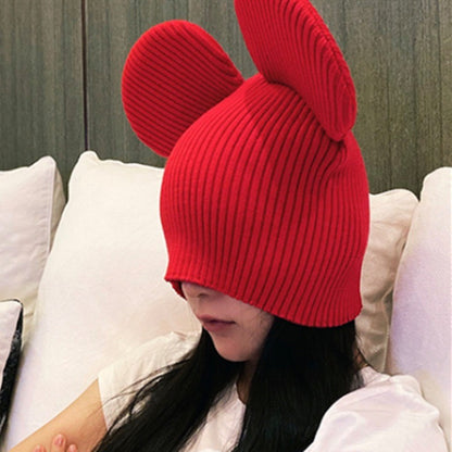 Disney Mickey Mouse Gorro de Malha Chapéu Desenho Animado Orelhas Criativas Touca de Inverno para Mulheres Homens Quente À Prova de Vento Chapéu para o Ar Livre