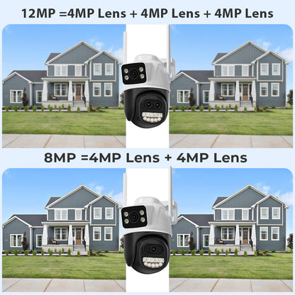 BESDER 12MP 6K PTZ Wifi Camera Dual Lens 8X Digital Zoom AI Human Detection Outdoor 8MP CCTV IP Camera Security Protection iCSee