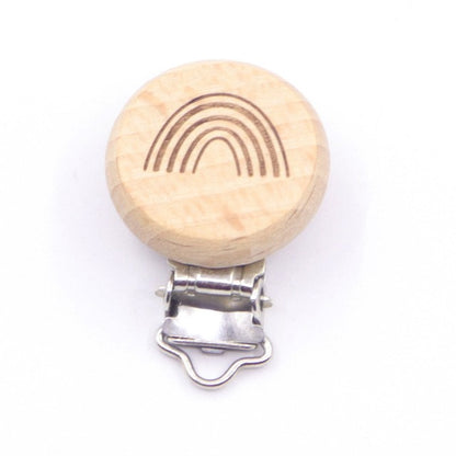 5Pcs/Sets Baby Pacifier Clips BPA Free Cute Modelling Beech Pacifier Clip Baby DIY Cartoon Animal Wooden Log Nipple Chain Holder