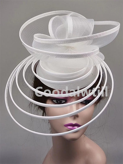 Chapéu Fascinator de Igreja Véu de Casamento de Malha Feminino para Festa Banquete Chapéu Boné Faixa de Cabelo Feminina Festa Chá Royal Ascot Chapéus Pillbox