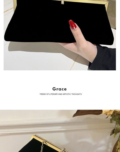 Autumn Winter Luxury Silk Velvet Clutch with Rhinestone Decoration for Formal Events Evening Party Women's Bag