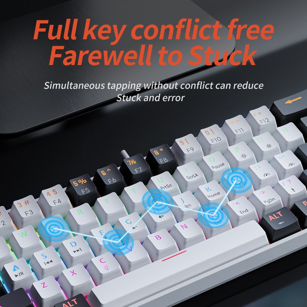 MUCAI MK61 RGB backlit esports gaming mechanical keyboard with red axis wired detachable cable USB interface hot swappable