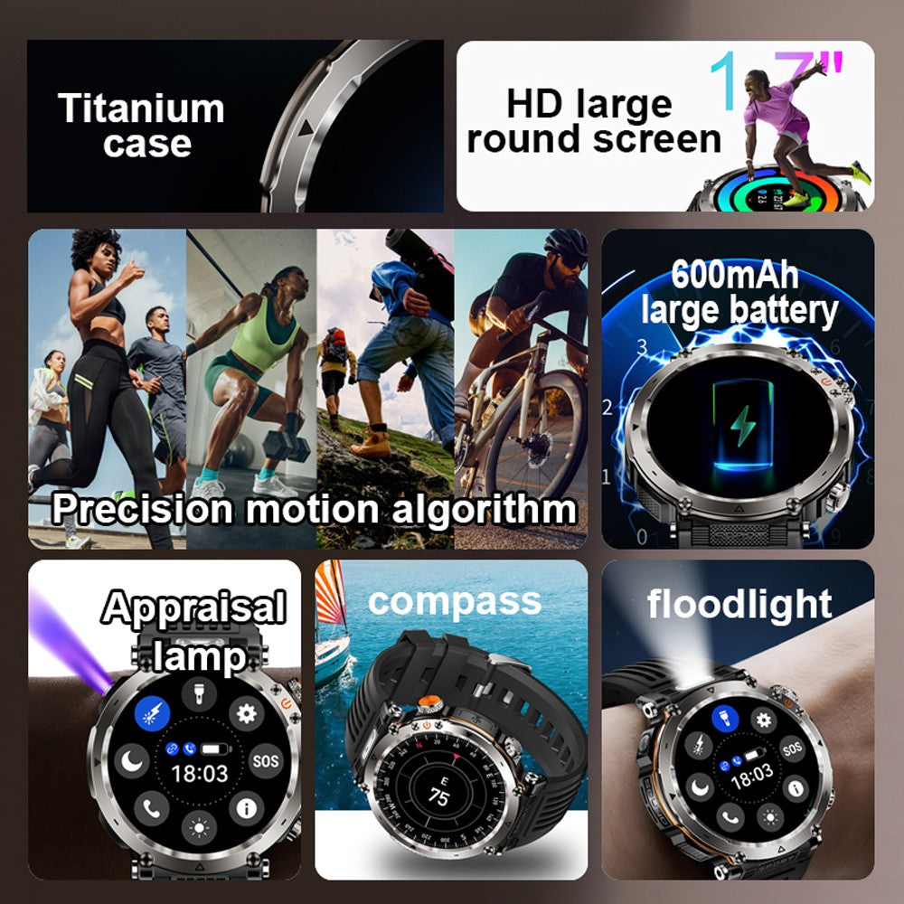 2025 Novo Relógio de Luxo Moderno 5ATM HT30 GPS Bússola Smartwatch Esportivo Masculino Externo AMOLED 366*366 NFC Frequência Cardíaca IP68 Smartwatch