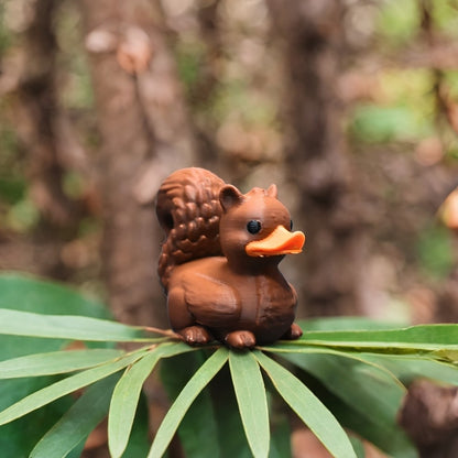 A creative squirrel and duck ornament for Christmas and holiday decoration.