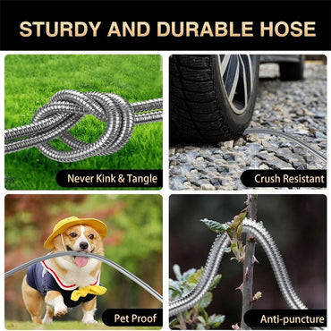 High-Pressure Expandable Stainless Steel Hose, Car Wash Hose, Home Garden Watering Hose, Multifunctional, Gardening Cleaning