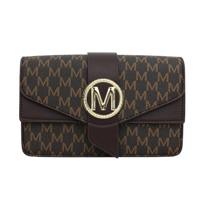 Women's retro shoulder bag, simple small square bag with printed lettering, stylish crossbody bag