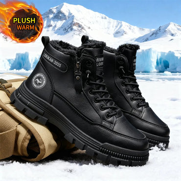 2025 men's new style snow boots, high-top leather boots, cold-resistant, popular in autumn and winter, outdoor wear-resistant, w