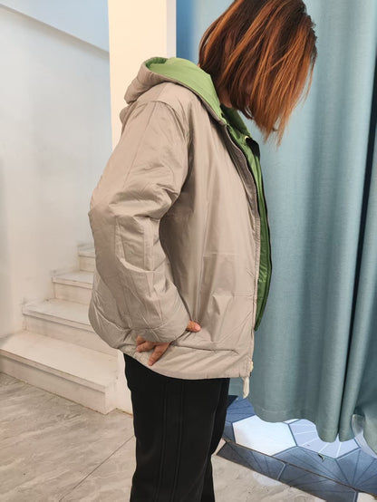 Fenggejiwo women's silk camel velvet baseball jacket casual silk jacket solid color double-sided jacket