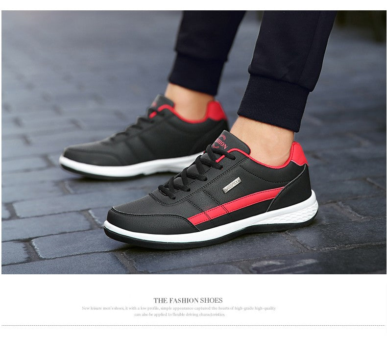 Sapatos masculinos de couro tênis tendência casual italiano respirável lazer masculino tênis calçados antiderrapantes sapatos vulcanizados masculinos